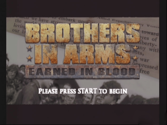 Brothers in Arms Earned in Blood title screen for Xbox